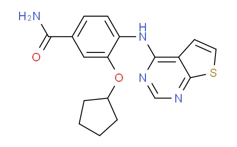 CAS No. 917908-04-4, 3-(Cyclopentyloxy)-4-(thieno[2,3-d]pyrimidin-4-ylamino)benzamide