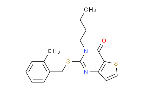 CAS No. 6766-45-6, 3-butyl-2-[(2-methylbenzyl)sulfanyl]thieno[3,2-d]pyrimidin-4(3H)-one