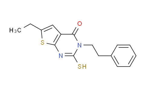 CAS No. 588682-60-4, 6-ethyl-3-(2-phenylethyl)-2-sulfanyl-3H,4H-thieno[2,3-d]pyrimidin-4-one