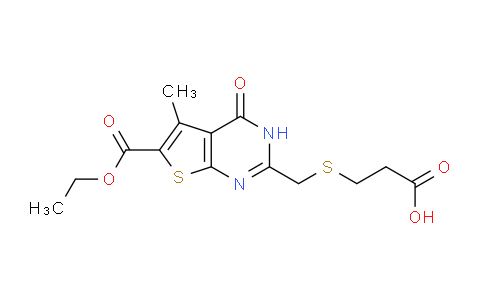 CAS No. 781626-60-6, 3-({[6-(ethoxycarbonyl)-5-methyl-4-oxo-3H,4H-thieno[2,3-d]pyrimidin-2-yl]methyl}sulfanyl)propanoic acid