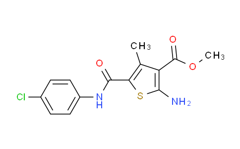 CAS No. 350989-63-8, methyl 2-amino-5-{[(4-chlorophenyl)amino]carbonyl}-4-methylthiophene-3-carboxylate