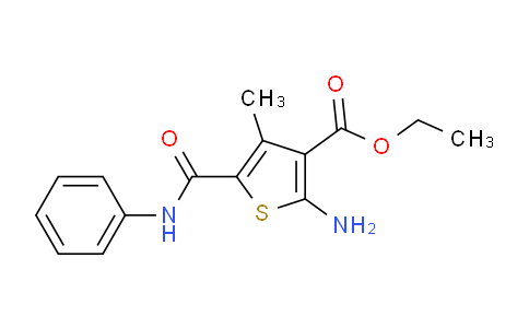 CAS No. 43028-57-5, ethyl 2-amino-5-(anilinocarbonyl)-4-methylthiophene-3-carboxylate