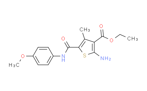 CAS No. 5726-48-7, ethyl 2-amino-5-{[(4-methoxyphenyl)amino]carbonyl}-4-methylthiophene-3-carboxylate