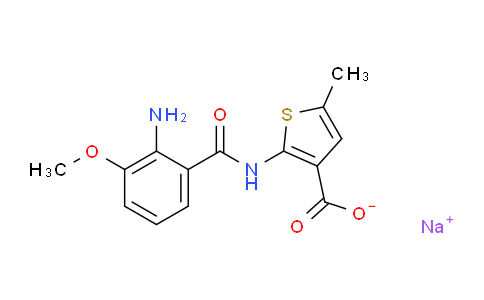 CAS No. 116120-36-6, sodium 2-(2-amino-3-methoxybenzamido)-5-methylthiophene-3-carboxylate