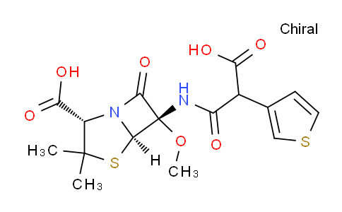 CAS No. 66148-78-5, (2S,5R,6S)-6-(2-carboxy-2-(thiophen-3-yl)acetamido)-6-methoxy-3,3-dimethyl-7-oxo-4-thia-1-azabicyclo[3.2.0]heptane-2-carboxylic acid