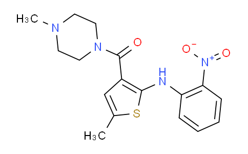 CAS No. 1231161-32-2, Methanone,[5-methyl-2-[(2-nitrophenyl)amino]-3-thienyl](4-methyl-1-piperazinyl)-