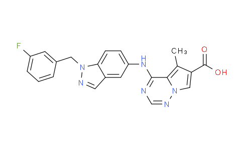 CAS No. 856667-80-6, 4-[[1-[(3-fluorophenyl)methyl]indazol-5-yl]amino]-5-methylpyrrolo[2,1-f][1,2,4]triazine-6-carboxylic acid