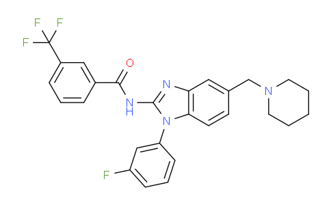 CAS No. 509093-95-2, N-(1-(3-Fluorophenyl)-5-(piperidin-1-ylmethyl)-1H-benzo[d]imidazol-2-yl)-3-(trifluoromethyl)benzamide