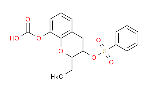 CAS No. 104536-64-3, benzenesulfonic acid (8-carboxyoxy-2-ethyl-3,4-dihydro-2H-1-benzopyran-3-yl) ester