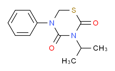 CAS No. 107484-84-4, 5-Phenyl-3-propan-2-yl-1,3,5-thiadiazinane-2,4-dione