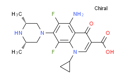 CAS No. 111542-93-9, 5-amino-1-cyclopropyl-7-[(3S,5R)-3,5-dimethyl-1-piperazinyl]-6,8-difluoro-4-oxo-3-quinolinecarboxylic acid