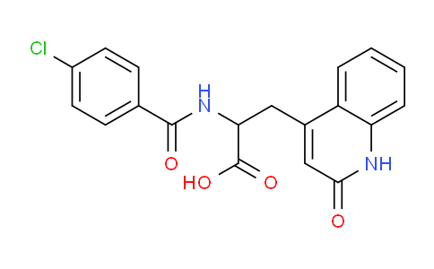 CAS No. 111911-87-6, 2-[[(4-chlorophenyl)-oxomethyl]amino]-3-(2-oxo-1H-quinolin-4-yl)propanoic acid