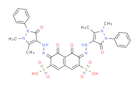 CAS No. 14918-39-9, (3E,6E)-3,6-bis[(1,5-dimethyl-3-oxo-2-phenyl-4-pyrazolyl)hydrazinylidene]-4,5-dioxonaphthalene-2,7-disulfonic acid