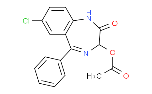 CAS No. 1824-74-4, 7-Chloro-1,3-dihydro-5-phenyl-2-oxo-2H-1,4-benzodiazepin-3-yl acetate
