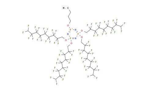 CAS No. 186043-67-4, 6-butoxy-2,2,4,4-tetrakis(2,2,3,3,4,4,5,5,6,6,7,7,8,8,9,9-hexadecafluorononoxy)-1,3,5-triaza-2$l^{5},4$l^{5}-diphospha-6-phosphoniacyclohexa-1,3,5-triene