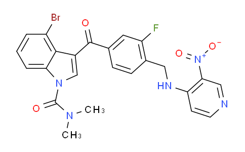 CAS No. 200418-22-0, 4-bromo-3-[[3-fluoro-4-[[(3-nitro-4-pyridinyl)amino]methyl]phenyl]-oxomethyl]-N,N-dimethyl-1-indolecarboxamide