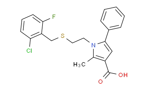 CAS No. 306936-24-3, 1-(2-((2-Chloro-6-fluorobenzyl)thio)ethyl)-2-methyl-5-phenyl-1H-pyrrole-3-carboxylic acid