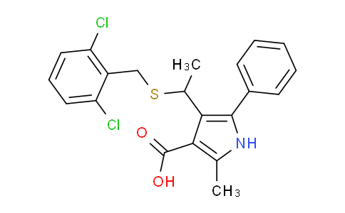 CAS No. 306936-26-5, 4-[1-[(2,6-dichlorophenyl)methylthio]ethyl]-2-methyl-5-phenyl-1H-pyrrole-3-carboxylic acid