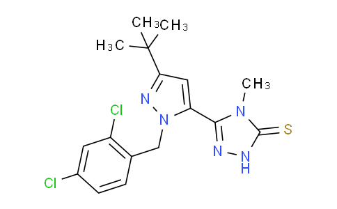 CAS No. 306937-18-8, 3-[5-tert-butyl-2-[(2,4-dichlorophenyl)methyl]pyrazol-3-yl]-4-methyl-1H-1,2,4-triazole-5-thione