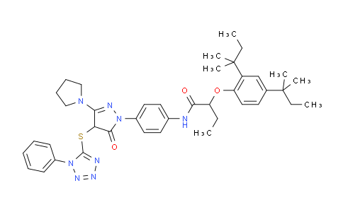 CAS No. 30818-18-9, 2-(2,4-Bis(1,1-dimethylpropyl)phenoxy)-N-(4-(4,5-dihydro-5-oxo-4-((1-phenyl-1H-tetrazol-5-yl)thio)-3-(1-pyrrolidinyl)-1H-pyrazol-1-yl)phenyl)butanamide