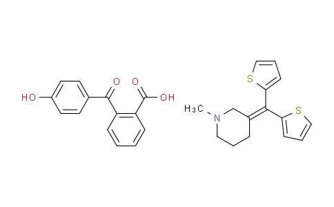 CAS No. 31139-87-4, 3-(Dithiophen-2-ylmethylidene)-1-methylpiperidine; 2-[(4-hydroxyphenyl)-oxomethyl]benzoic acid