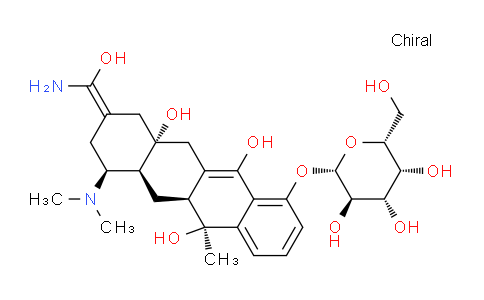 CAS No. 319426-63-6, (2Z,4S,4aS,5aS,6S,12aS)-2-[amino(hydroxy)methylidene]-4-(dimethylamino)-6,11,12a-trihydroxy-6-methyl-10-[[(2S,3R,4S,5R,6R)-3,4,5-trihydroxy-6-(hydroxymethyl)-2-oxanyl]oxy]-4,4a,5,5a-tetrahydrotetracen