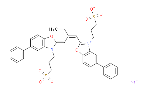 CAS No. 33628-03-4, sodium 3-[(2Z)-5-phenyl-2-[(2Z)-2-[[5-phenyl-3-(3-sulfonatopropyl)-1,3-benzoxazol-3-ium-2-yl]methylidene]butylidene]-1,3-benzoxazol-3-yl]-1-propanesulfonate