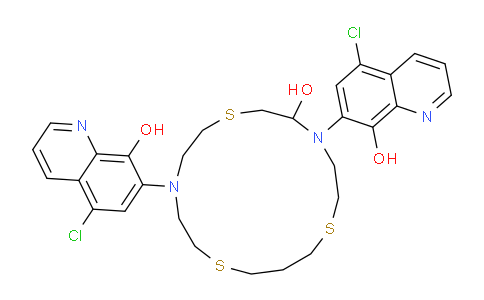 CAS No. 343372-32-7, 4,10-bis(5-chloro-8-hydroxy-7-quinolinyl)-1,7,13-trithia-4,10-diazacyclohexadecan-5-ol