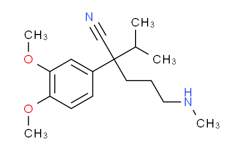 CAS No. 3542-36-7, 2-(3,4-dimethoxyphenyl)-5-(methylamino)-2-propan-2-ylpentanenitrile