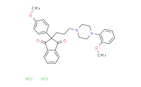 CAS No. 3683-14-5, 2-(4-methoxyphenyl)-2-[3-[4-(2-methoxyphenyl)-1-piperazinyl]propyl]indene-1,3-dione dihydrochloride