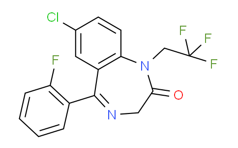 CAS No. 49606-44-2, 7-chloro-5-(2-fluorophenyl)-1,3-dihydro-1-(2,2,2-trifluoroethyl)-2H-1,4-benzodiazepin-2-one