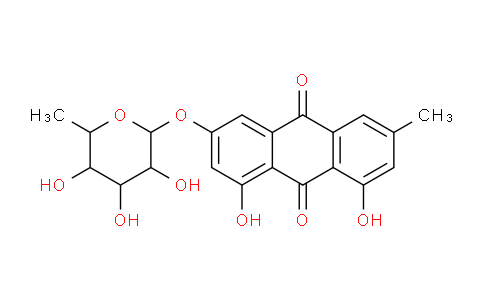 CAS No. 521-62-0, 1,8-dihydroxy-3-methyl-6-[(3,4,5-trihydroxy-6-methyl-2-oxanyl)oxy]anthracene-9,10-dione