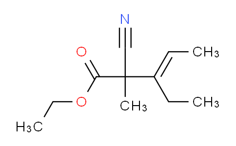 CAS No. 53608-83-6, (E)-2-cyano-3-ethyl-2-methyl-3-pentenoic acid ethyl ester