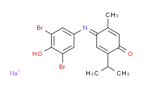 CAS No. 5415-31-6, 4-(3,5-dibromo-4-hydroxyphenyl)imino-5-methyl-2-propan-2-yl-1-cyclohexa-2,5-dienone; sodium