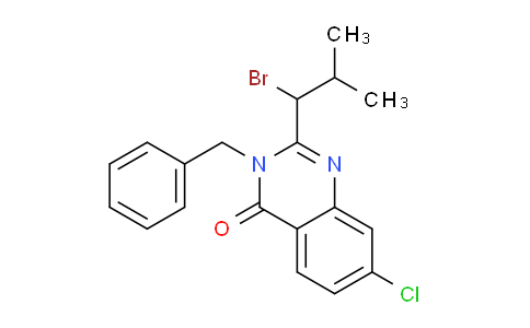 CAS No. 587881-24-1, 2-(1-bromo-2-methylpropyl)-7-chloro-3-(phenylmethyl)-4-quinazolinone