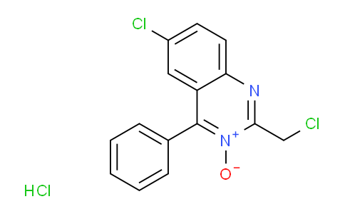 CAS No. 62299-17-6, 6-chloro-2-(chloromethyl)-3-oxido-4-phenylquinazolin-3-ium hydrochloride