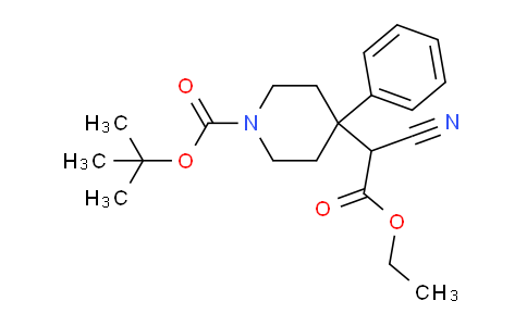 CAS No. 644982-19-4, 4-(1-cyano-2-ethoxy-2-oxoethyl)-4-phenyl-1-piperidinecarboxylic acid tert-butyl ester