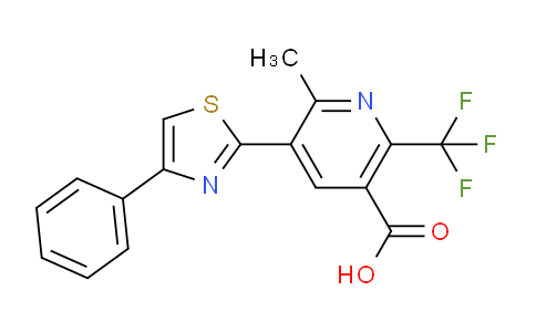 CAS No. 651004-85-2, 6-Methyl-5-(4-phenyl-1,3-thiazol-2-yl)-2-(trifluoromethyl)nicotinic acid