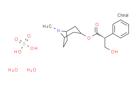 CAS No. 6835-16-1, (2R)-3-hydroxy-2-phenylpropanoic acid (8-methyl-8-azabicyclo[3.2.1]octan-3-yl) ester; sulfuric acid; dihydrate