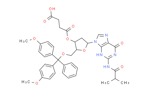 CAS No. 74405-46-2, 4-[[2-[[bis(4-methoxyphenyl)-phenylmethoxy]methyl]-5-[2-[(2-methyl-1-oxopropyl)amino]-6-oxo-3H-purin-9-yl]-3-oxolanyl]oxy]-4-oxobutanoic acid