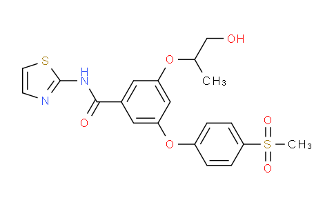 CAS No. 752238-88-3, 3-(1-hydroxypropan-2-yloxy)-5-(4-methylsulfonylphenoxy)-N-(2-thiazolyl)benzamide