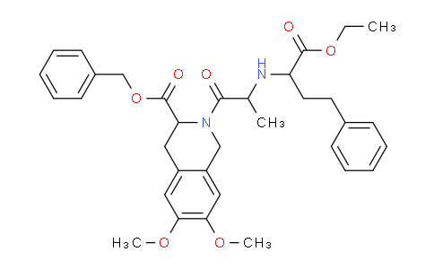 CAS No. 82637-57-8, 2-[2-[(1-ethoxy-1-oxo-4-phenylbutan-2-yl)amino]-1-oxopropyl]-6,7-dimethoxy-3,4-dihydro-1H-isoquinoline-3-carboxylic acid (phenylmethyl) ester