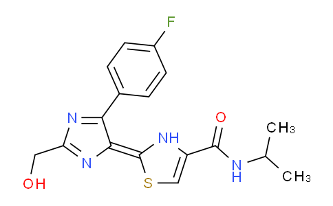 CAS No. 914266-57-2, 2-[5-(4-Fluorophenyl)-2-(hydroxymethyl)-4-imidazolylidene]-N-propan-2-yl-3H-thiazole-4-carboxamide