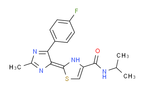 CAS No. 914287-23-3, 2-[5-(4-fluorophenyl)-2-methyl-4-imidazolylidene]-N-propan-2-yl-3H-thiazole-4-carboxamide