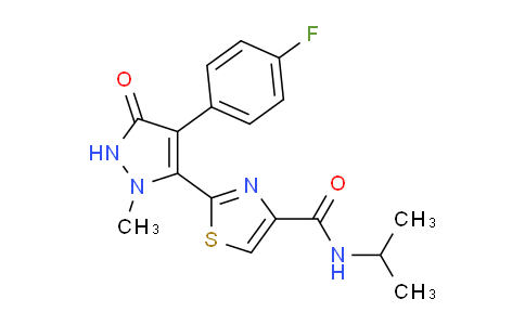 CAS No. 914287-34-6, 2-(4-(4-fluorophenyl)-2-methyl-5-oxo-2,5-dihydro-1H-pyrazol-3-yl)-N-isopropylthiazole-4-carboxamide