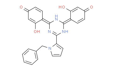 CAS No. 916334-62-8, 3-hydroxy-4-[4-(2-hydroxy-4-oxo-1-cyclohexa-2,5-dienylidene)-6-[1-(phenylmethyl)-2-pyrrolyl]-1H-1,3,5-triazin-2-ylidene]-1-cyclohexa-2,5-dienone