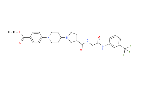 MC799114 | 936447-32-4 | 4-[4-[3-[oxo-[[2-oxo-2-[3-(trifluoromethyl)anilino]ethyl]amino]methyl]-1-pyrrolidinyl]-1-piperidinyl]benzoic acid methyl ester