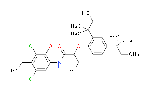 CAS No. 93951-12-3, 2-[2,4-bis(2-methylbutan-2-yl)phenoxy]-N-(3,5-dichloro-4-ethyl-2-hydroxyphenyl)butanamide
