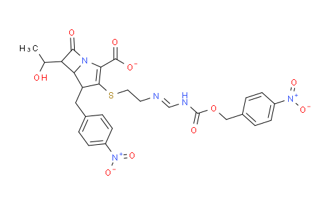 CAS No. 98367-45-4, 6-(1-hydroxyethyl)-3-[2-[[[(4-nitrophenyl)methoxy-oxomethyl]amino]methylideneamino]ethylthio]-4-[(4-nitrophenyl)methyl]-7-oxo-1-azabicyclo[3.2.0]hept-2-ene-2-carboxylate