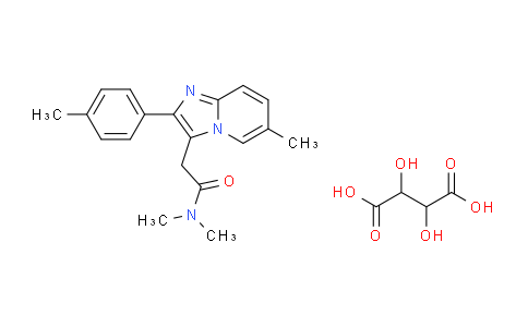 CAS No. 99294-93-6, 2,3-dihydroxybutanedioic acid; N,N-dimethyl-2-[6-methyl-2-(4-methylphenyl)-3-imidazo[1,2-a]pyridinyl]acetamide